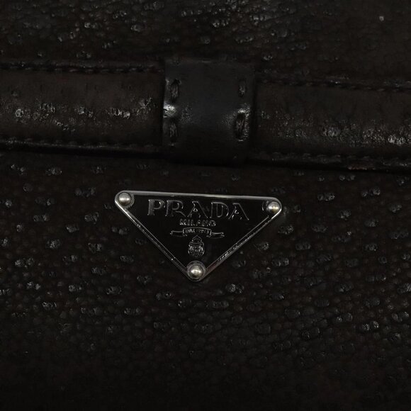 PRADA Hand Bag Leather Brown Silver Auth - Picture 8 of 16